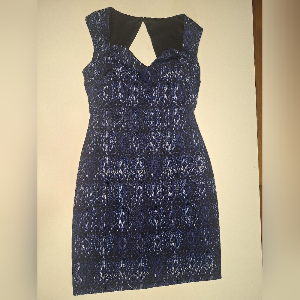 Connected Apparel Black and Blue Backless Dress